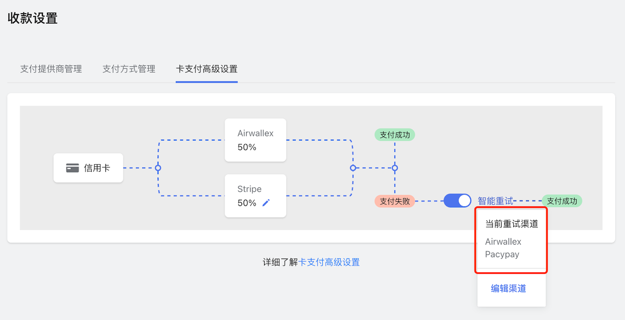 店匠智能重试功能设置界面