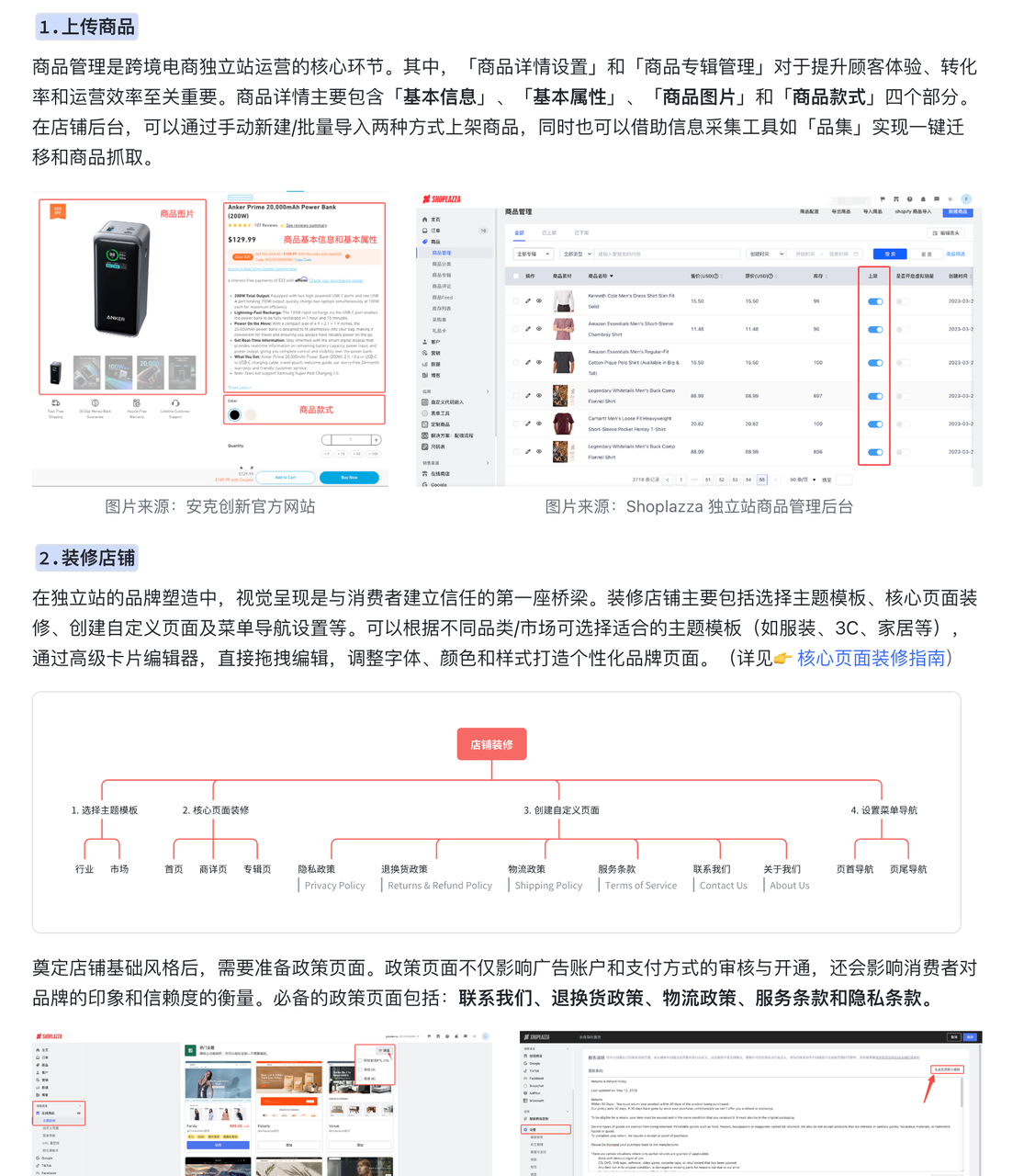 上传商品、装修店铺