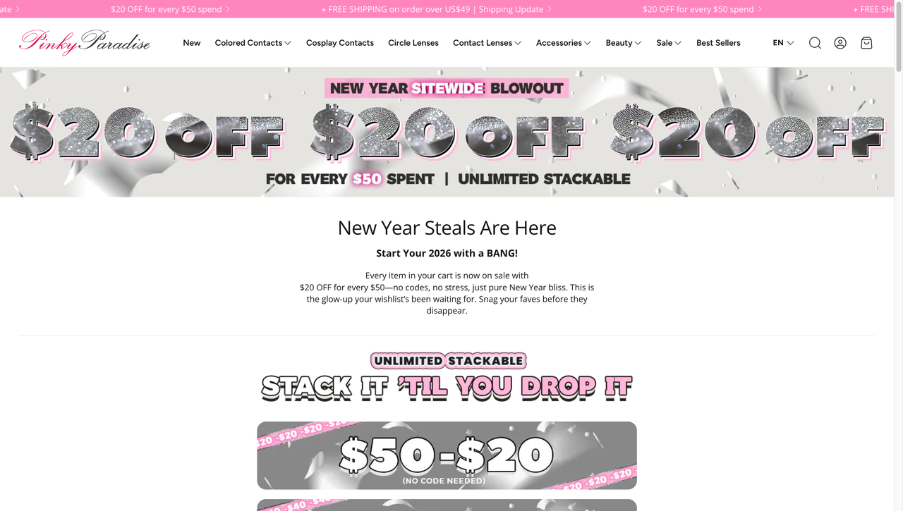 Pinky Paradise 优惠页面