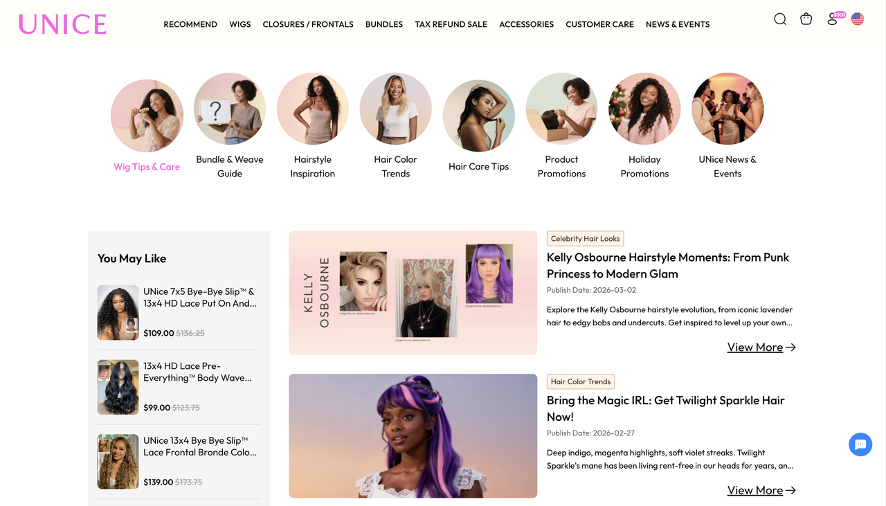 UNice 官网「Blog」板块