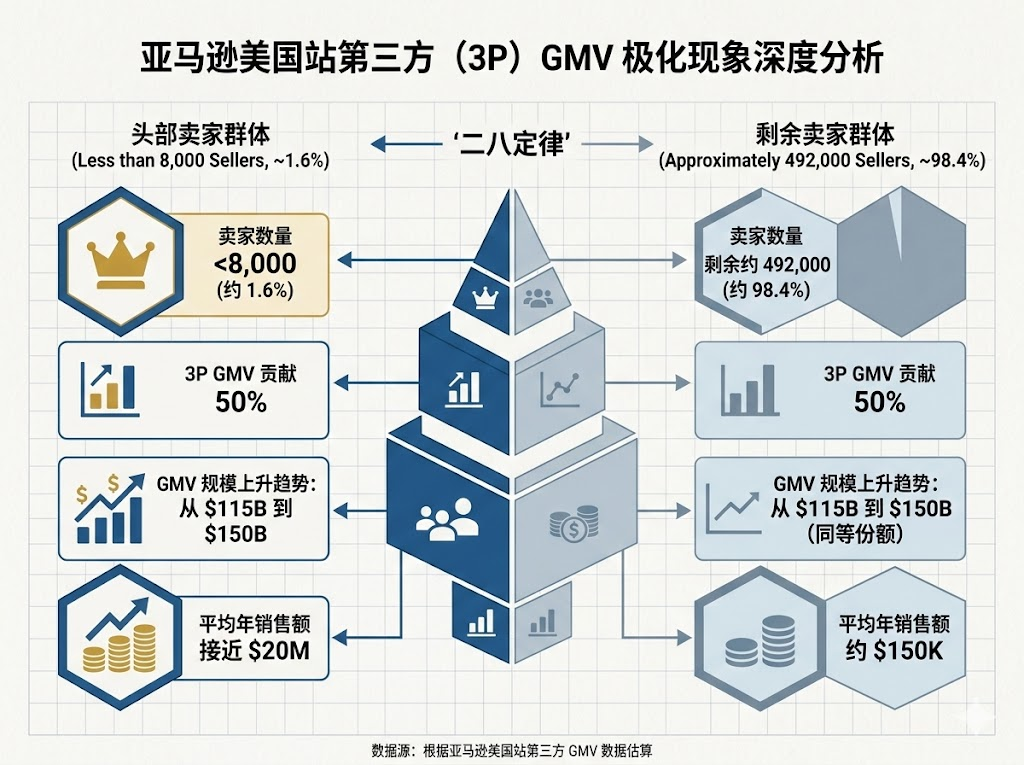 亚马逊美国站第三方卖家GMV二八定律