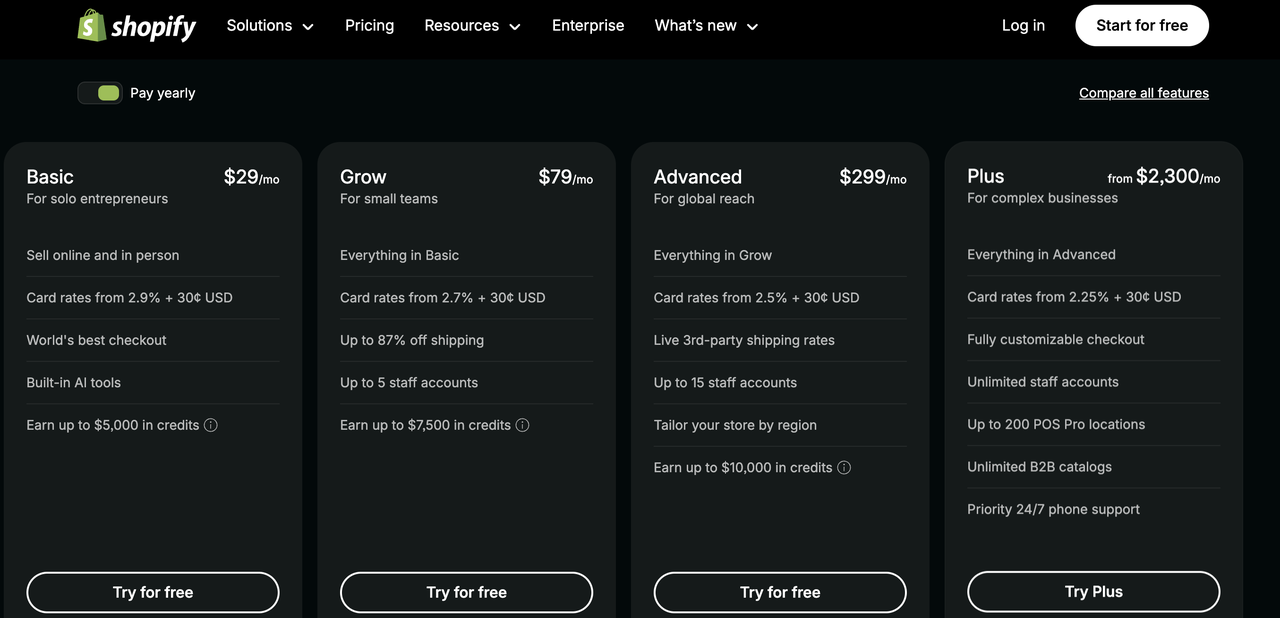 Shopify 建站价格（以美区价格为例）
