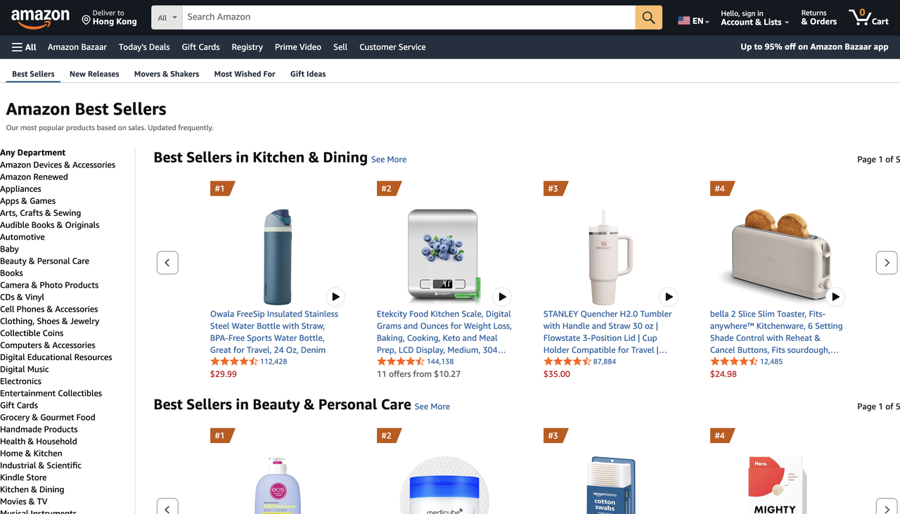 抓取 Amazon Best Sellers 榜单