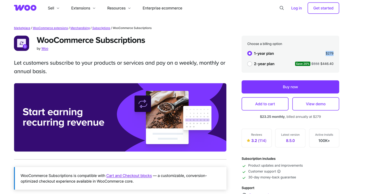 WooCommerce Subscriptions 费用