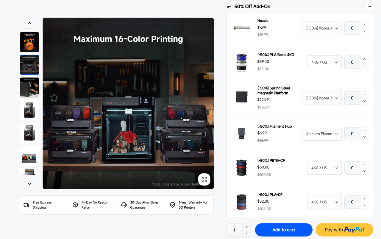 Anycubic 商品组合销售策略