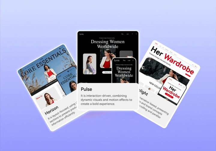 选择 Shoplazza AI 生成的网站设计 选择 Shoplazza AI 生成的网站设计