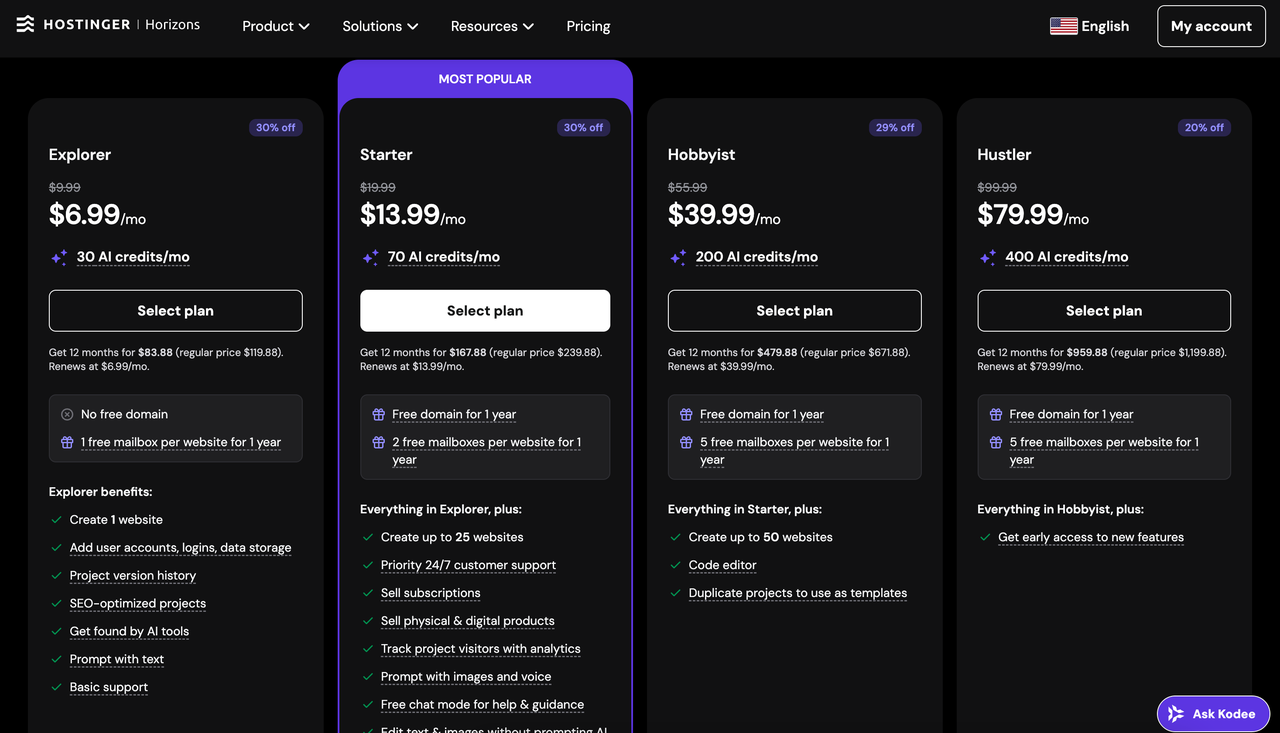 Hostinger 价格 Hostinger 价格