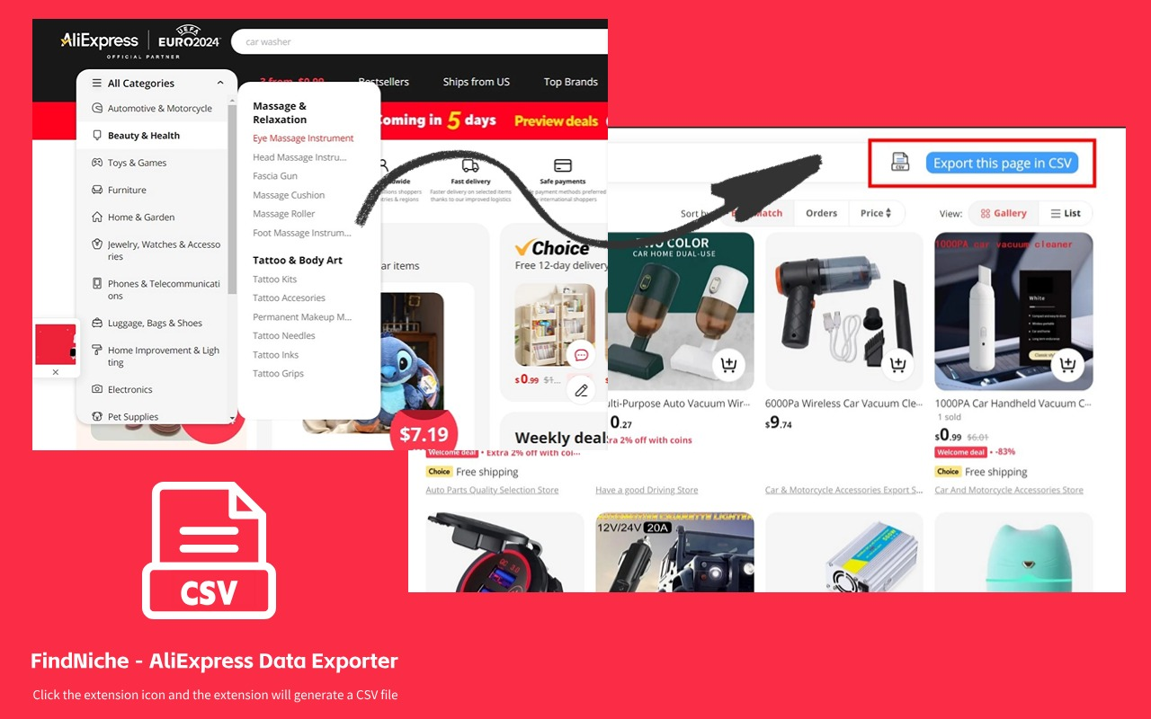 FindNiche 导出速卖通商品