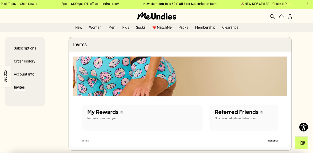 MeUndies 推荐营销页