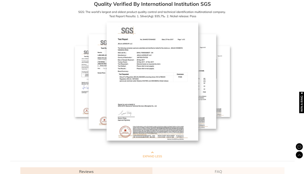 “检测证书”展示