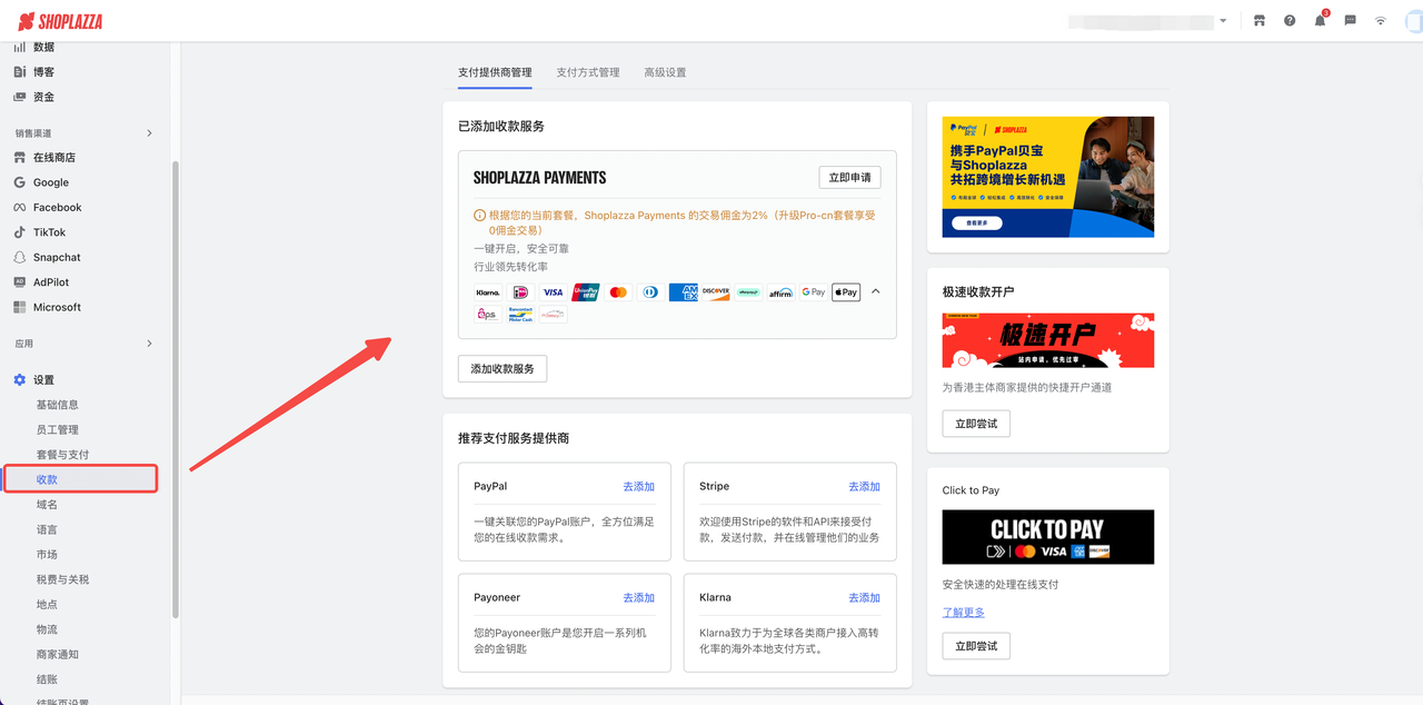 自有支付 Shoplazza Payments