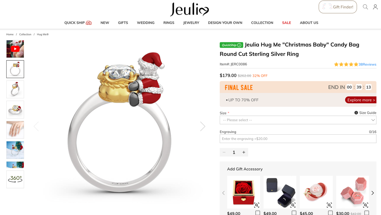 Jeulia 圣诞系列戒指