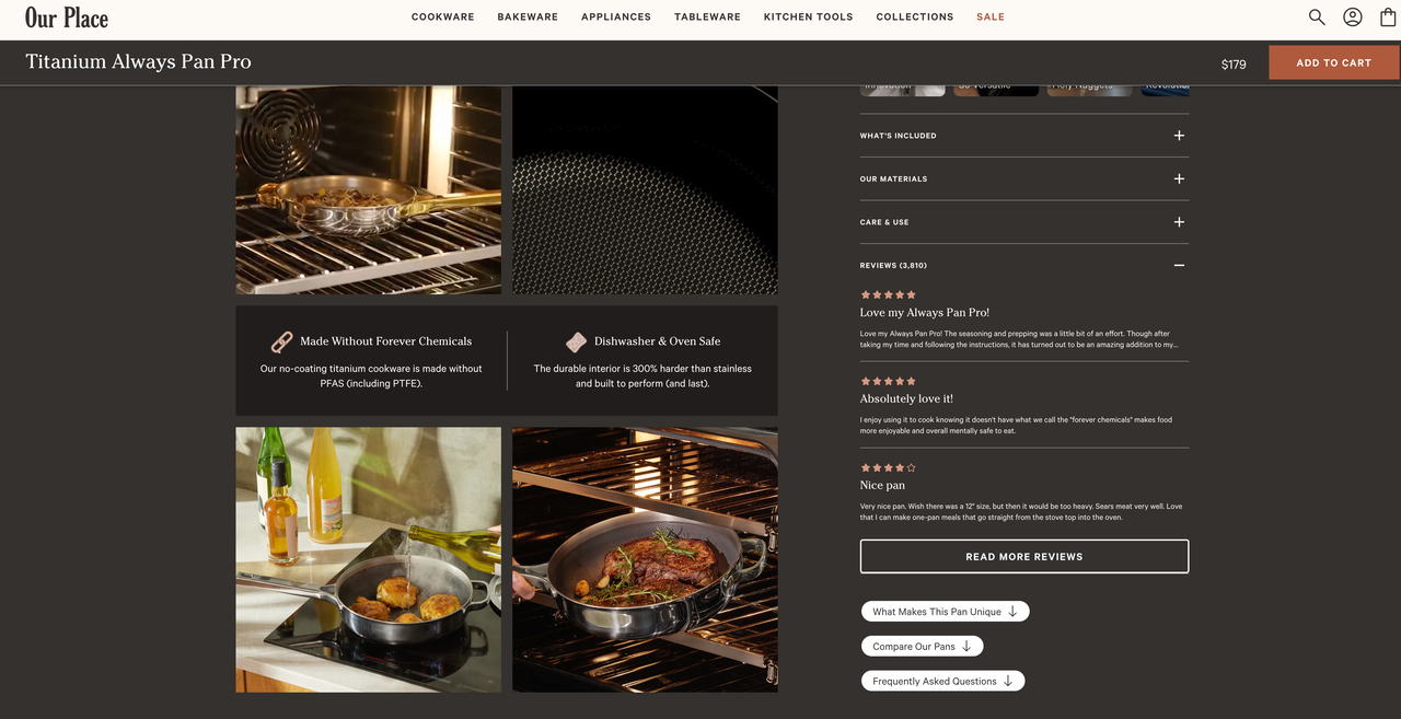 Our Place 厨具不含 PFAS 说明 Our Place 厨具不含 PFAS 说明