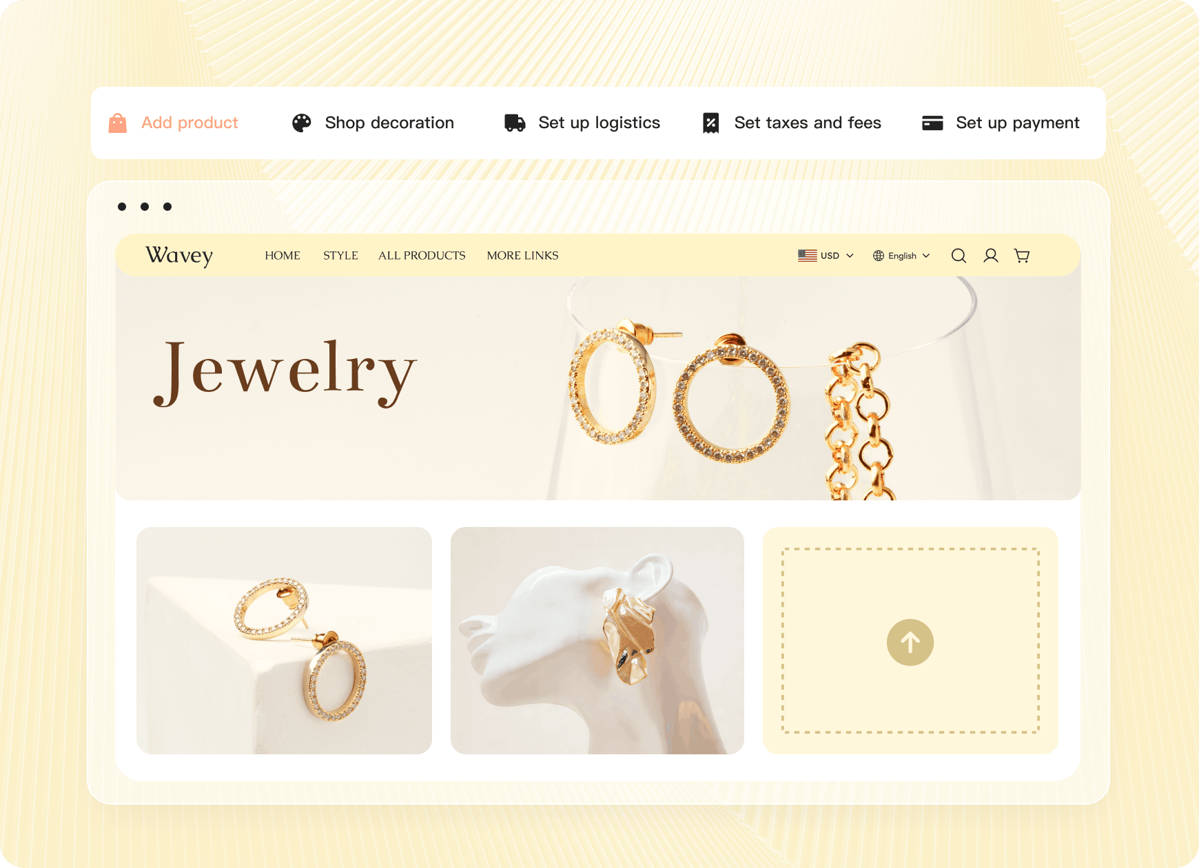 新手建站 · Wavey Jewelry 模板示意
