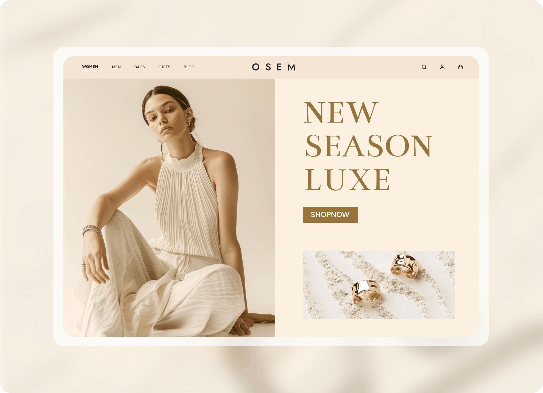 服饰卖家 · OSEM New Season Luxe 模板示意