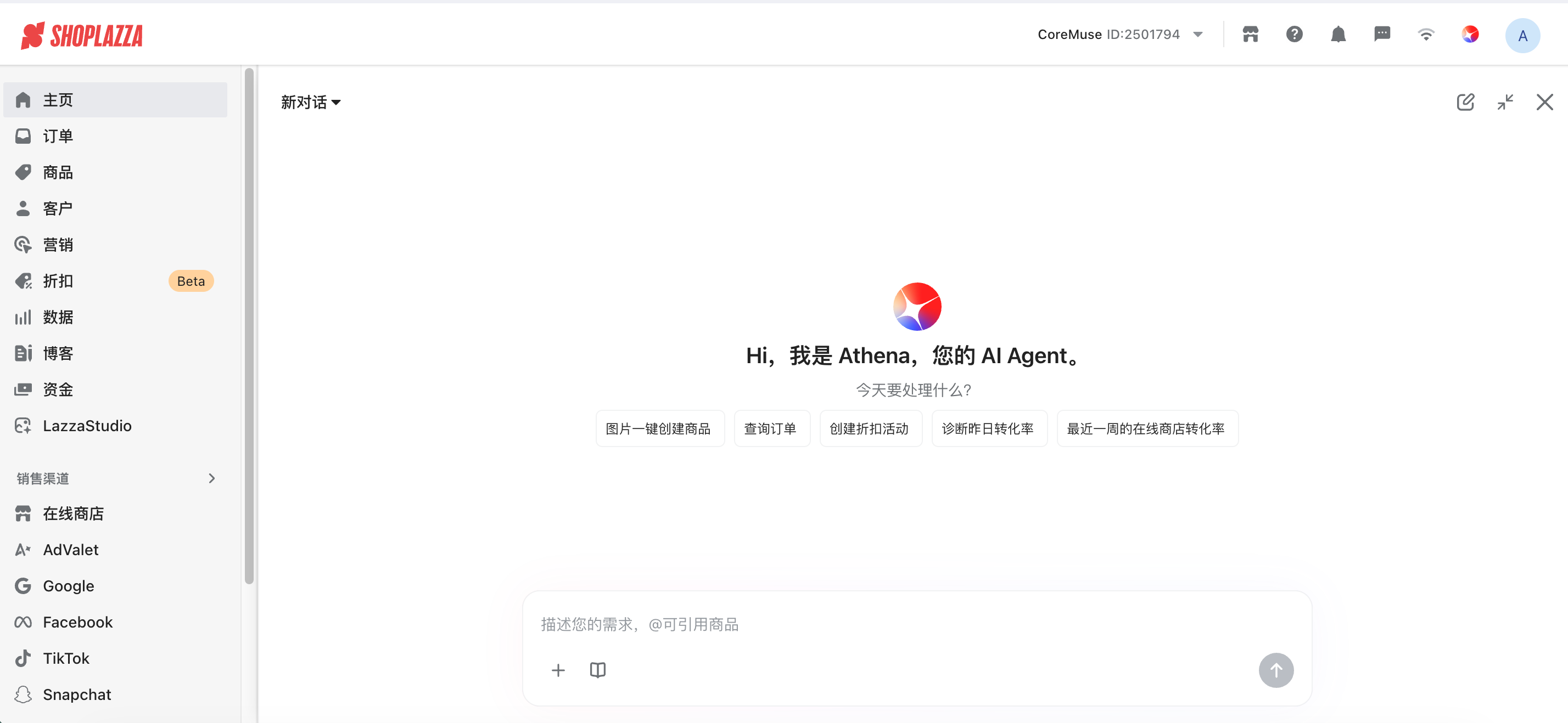 Athena 工作界面截图