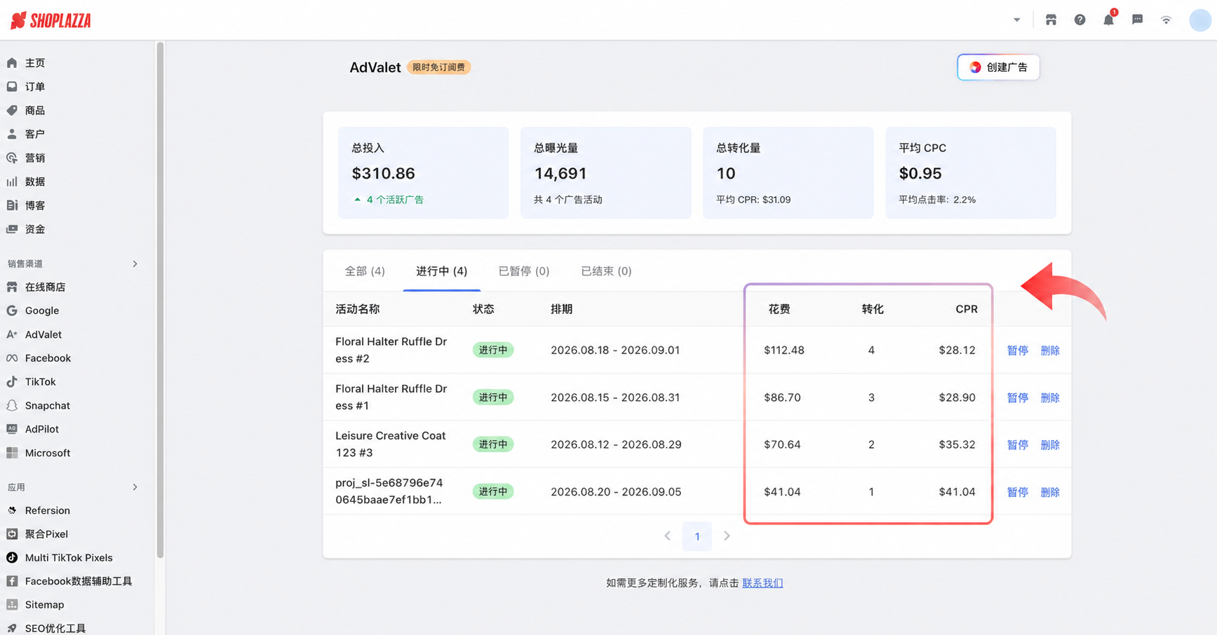 AdValet 广告运行数据与 AI 动态优化面板