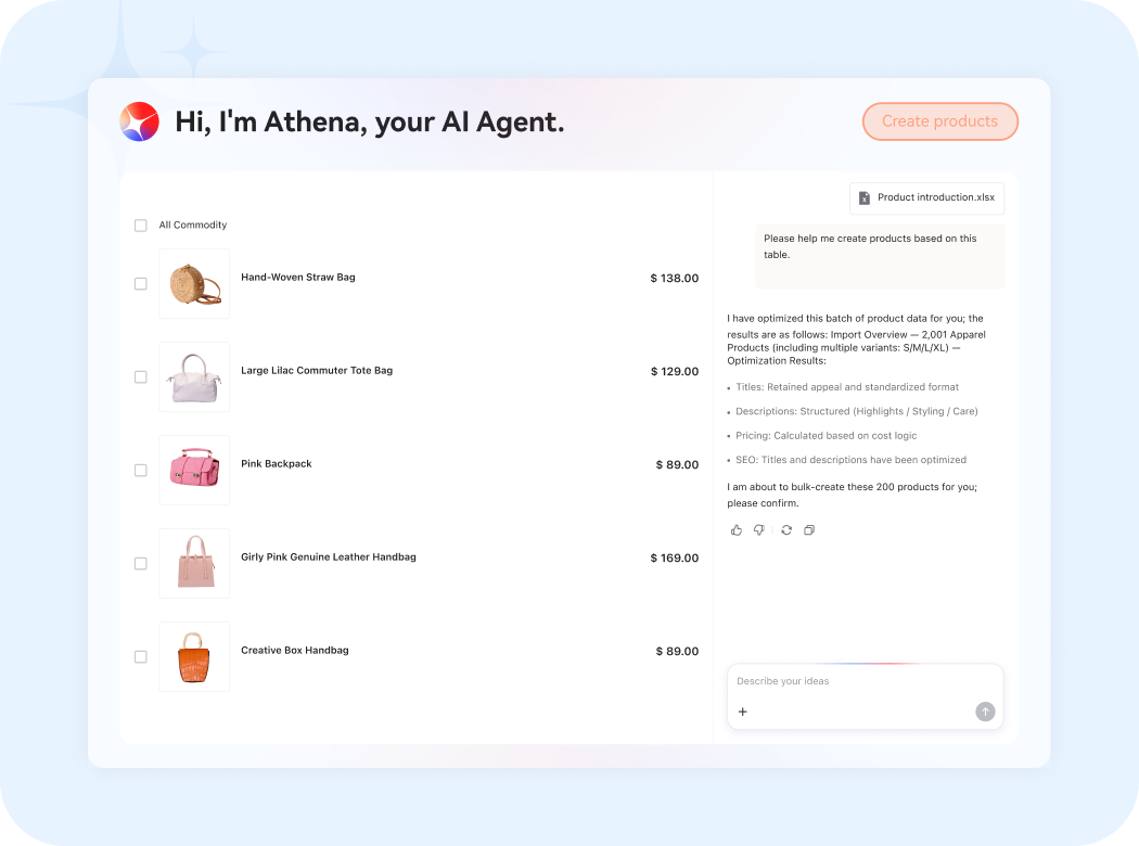 AI 智能建站生成的独立站页面示意