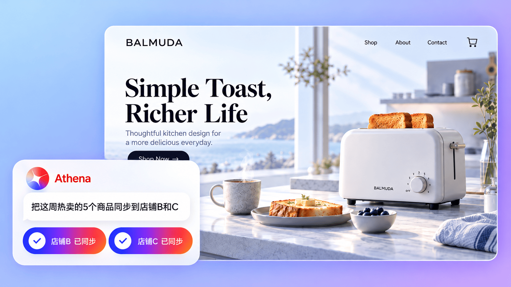 Athena 多店铺 SKU 管理后台界面截图